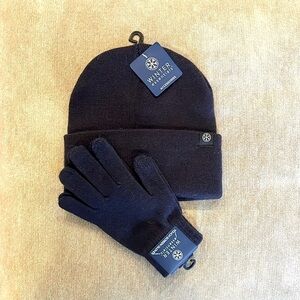 Touch Screen Hat & Glove Set Navy Blue Winter touch, screen gloves